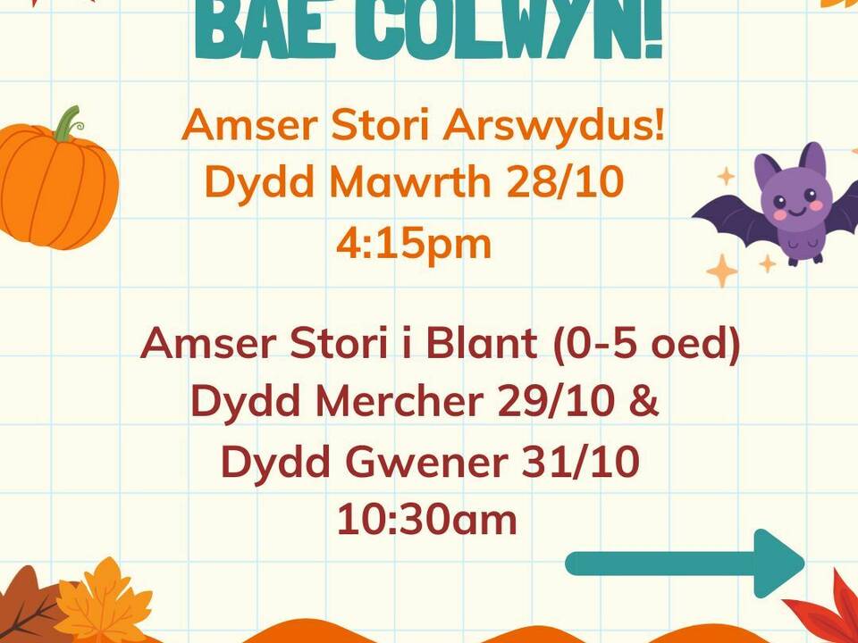 BAE COLWYN - Amser Stori Arswydus a Gweithgareddau!
